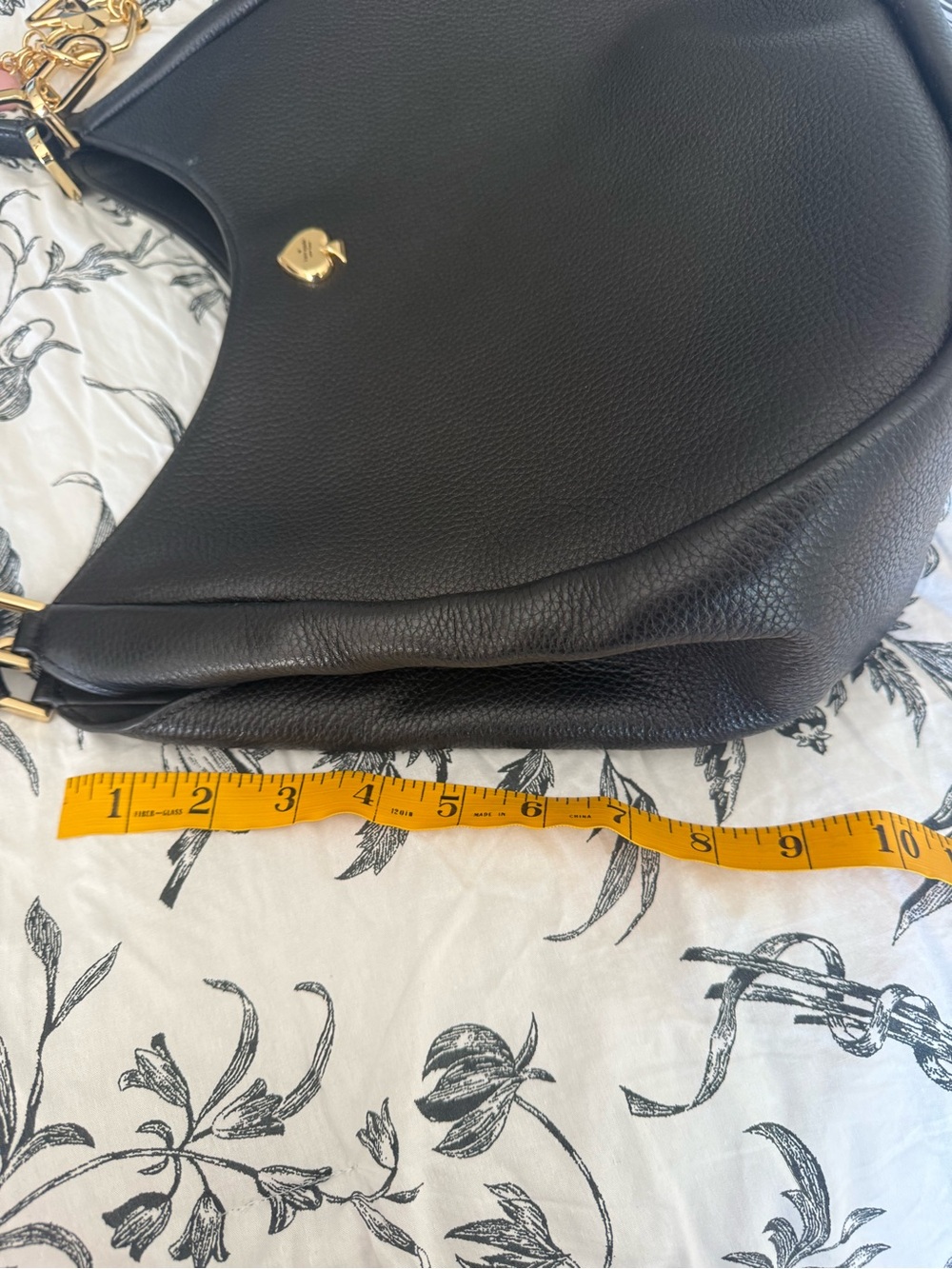 kate spade Black Pebbled Leather Shoulder Hobo with Heart Charm - Picture 7 of 9
